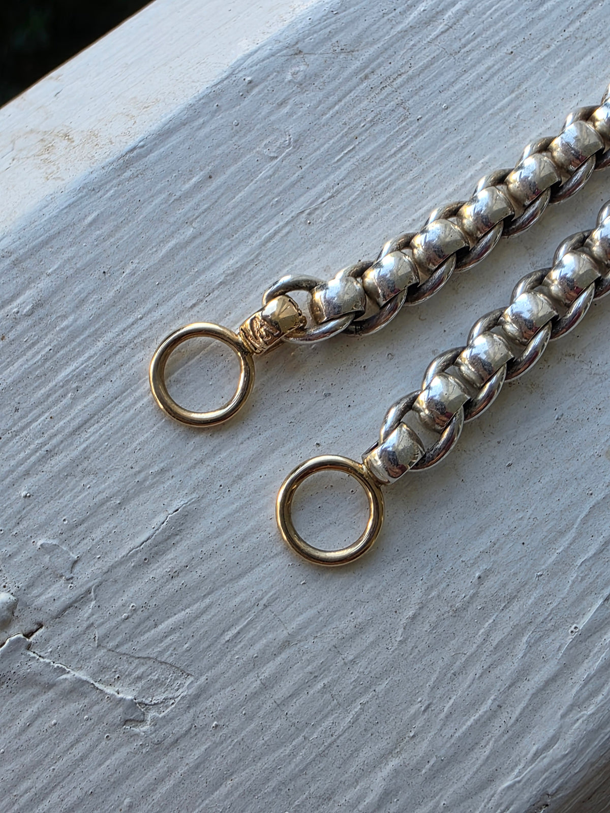 Marla Aaron 15" Sterling Rolling Curb Chain Necklace with 14k Yellow Gold Loops