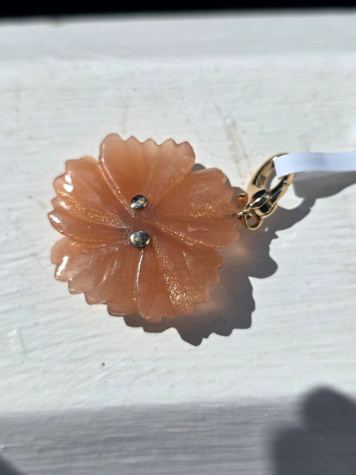 14k Gold Sunstone, Opal & Diamond Flower Pendant