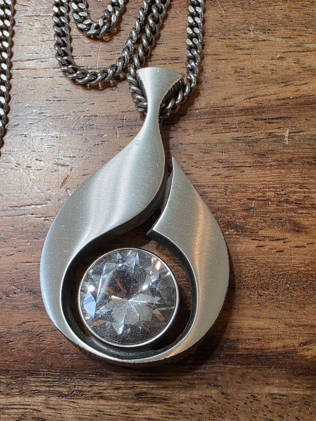Karl Laine for Finnfeelings Modernist Sterling Silver & Rock Crystal Necklace