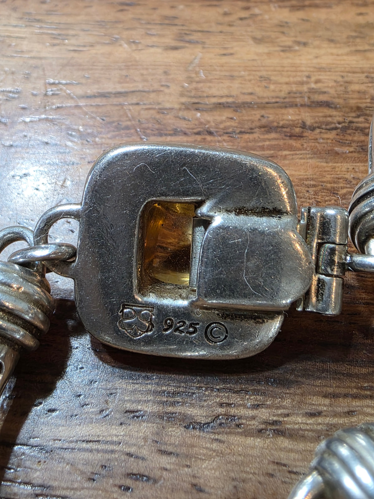 Slane & Slane 925 Sterling Silver Sugar Loaf Citrine Column Link Bracelet