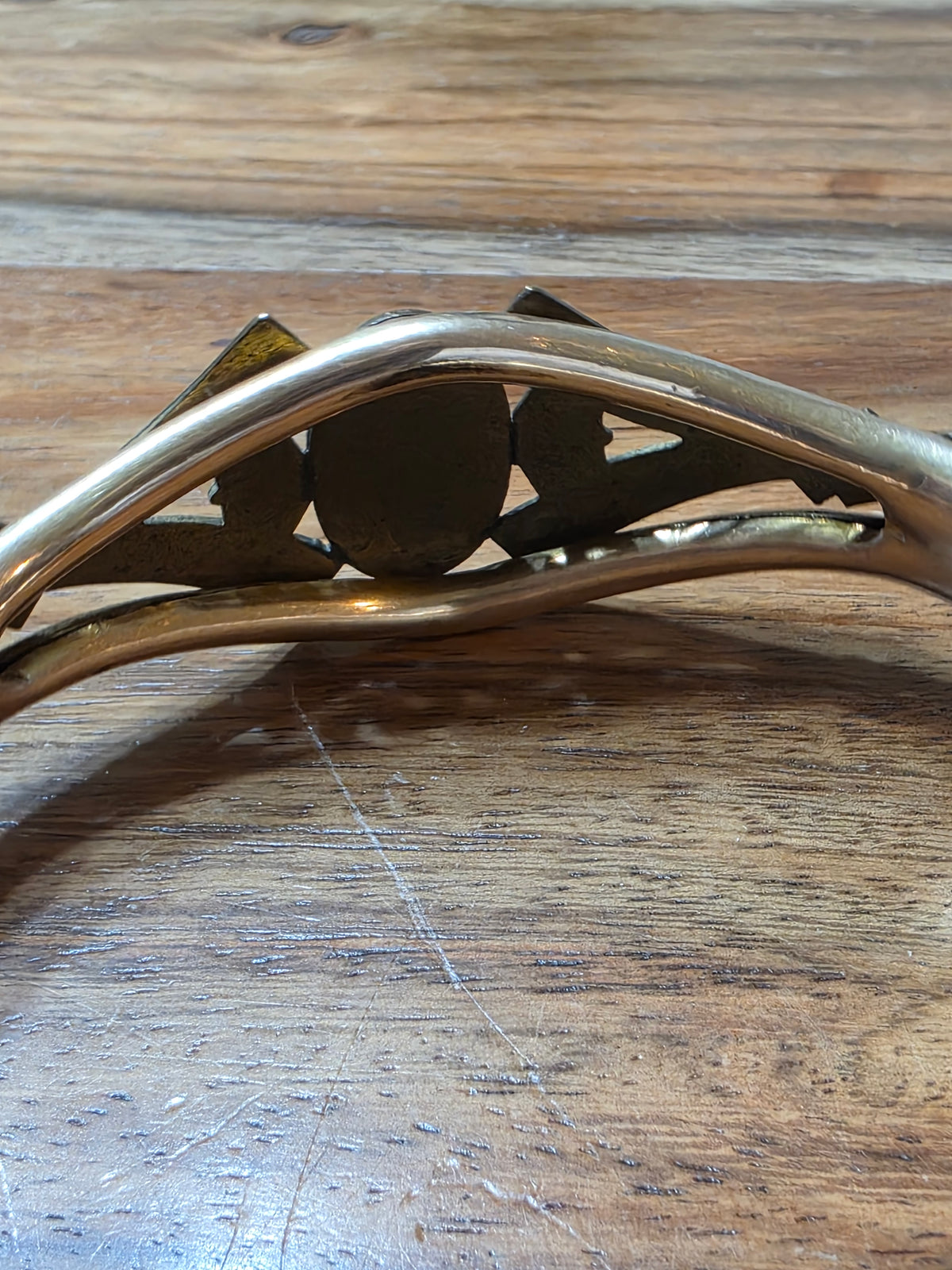 Antique Art Nouveau Gold-Filled Hinged Bangle Bracelet Monogram "E"
