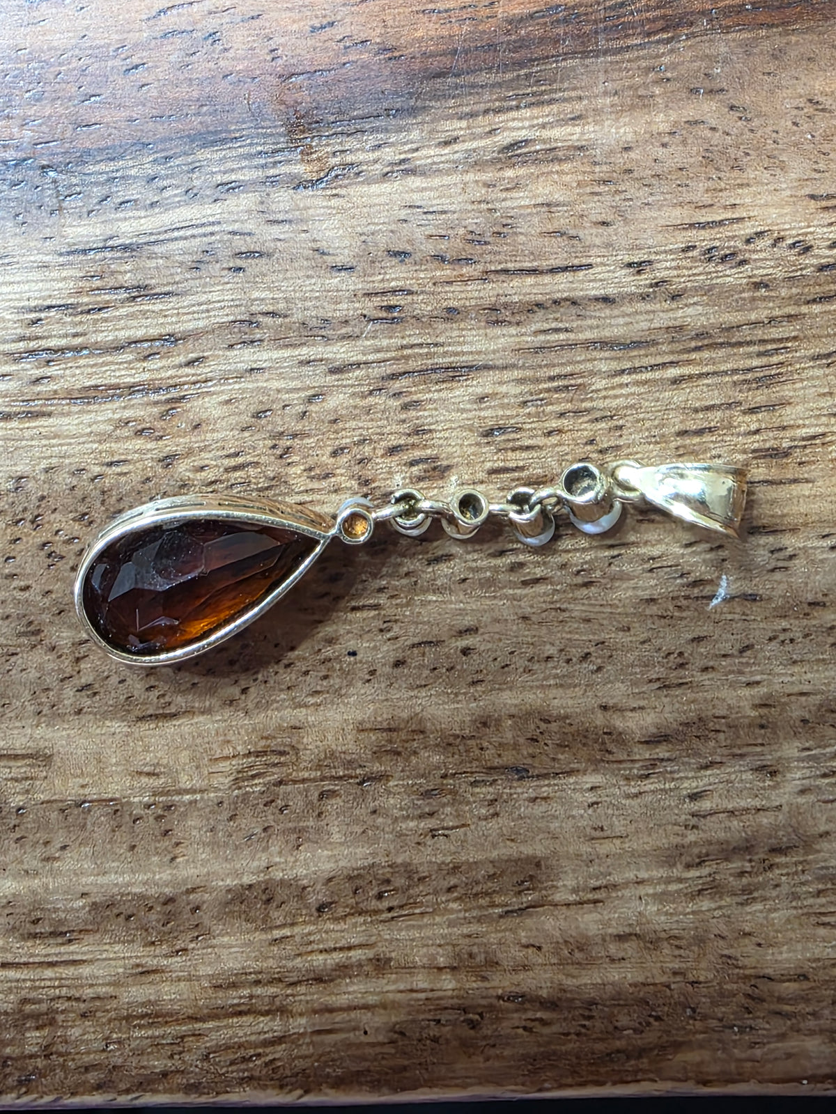 Antique Edwardian 14k Gold Madeira Citrine & Seed Pearl Lavalier Pendant