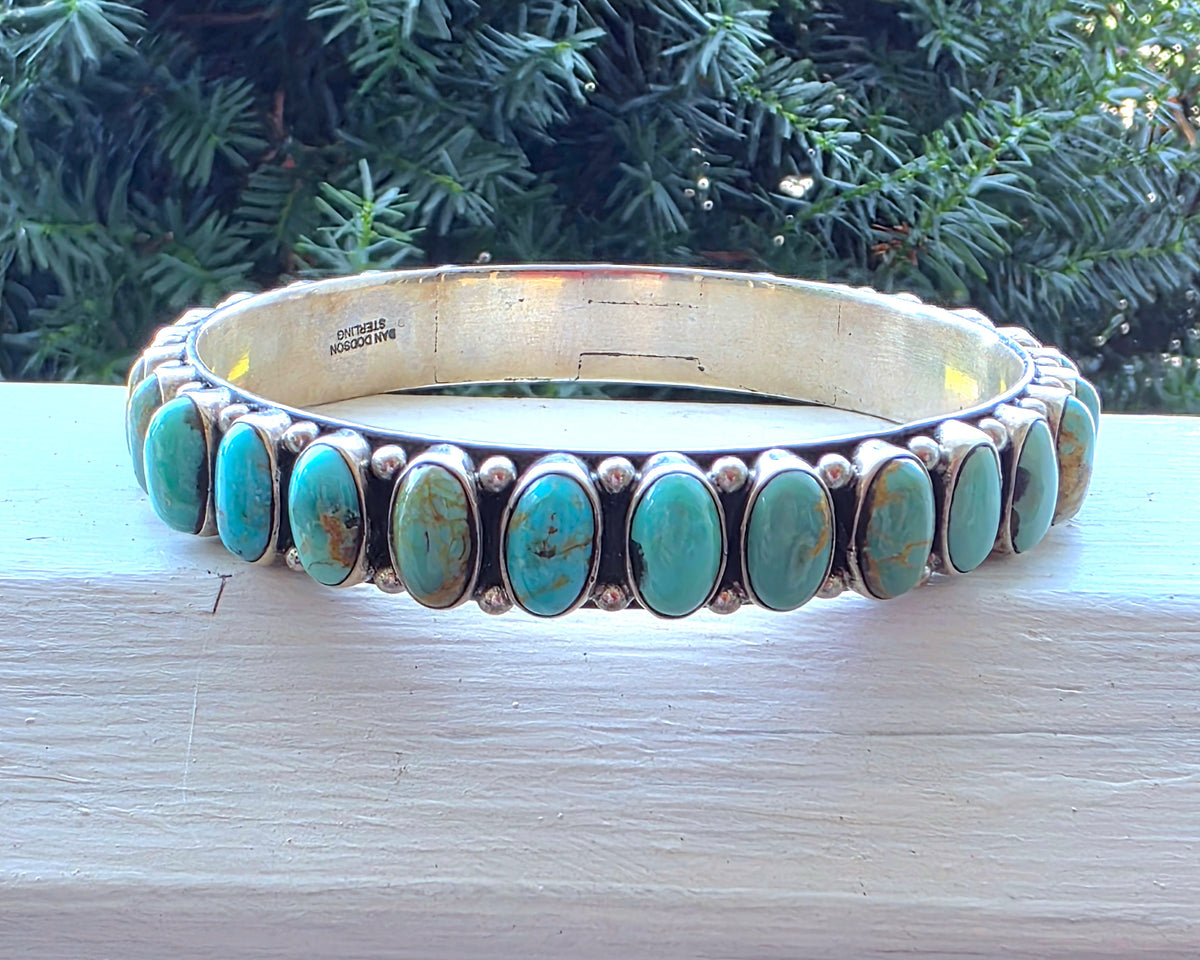 Southwest Dan Dodson Sterling Silver Royston Turquoise Bangle Bracelet