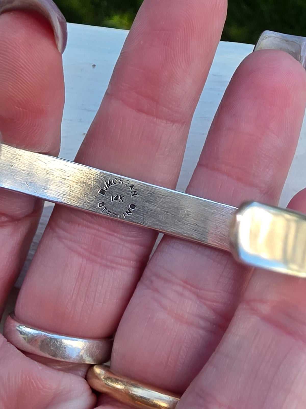 Bruce Morgan Navajo 14K Gold & Sterling Silver Hand-Stamped Cuff Bracelet (18g)