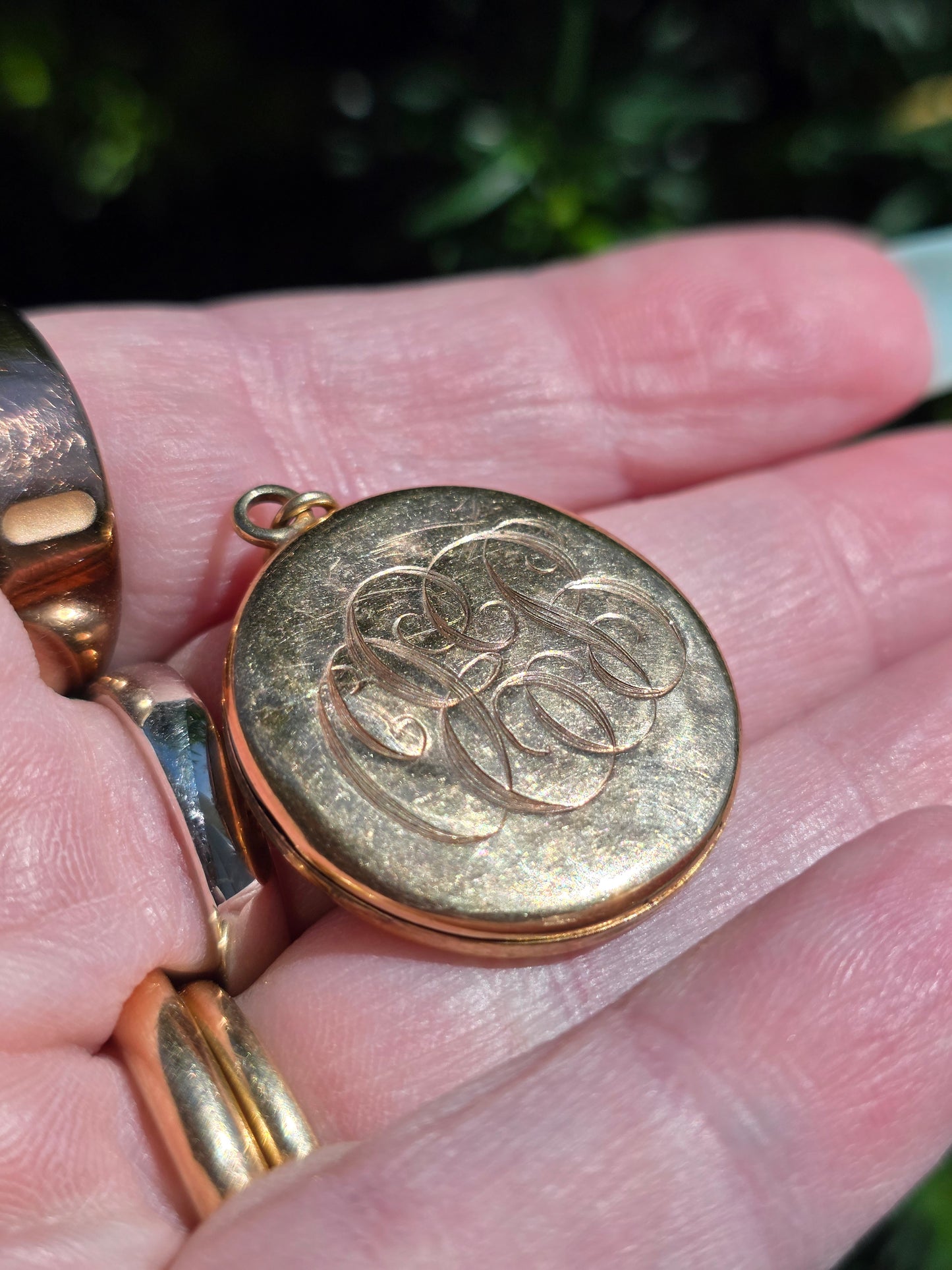 Antique 10k Double Horses Diamond & Garnet Locket