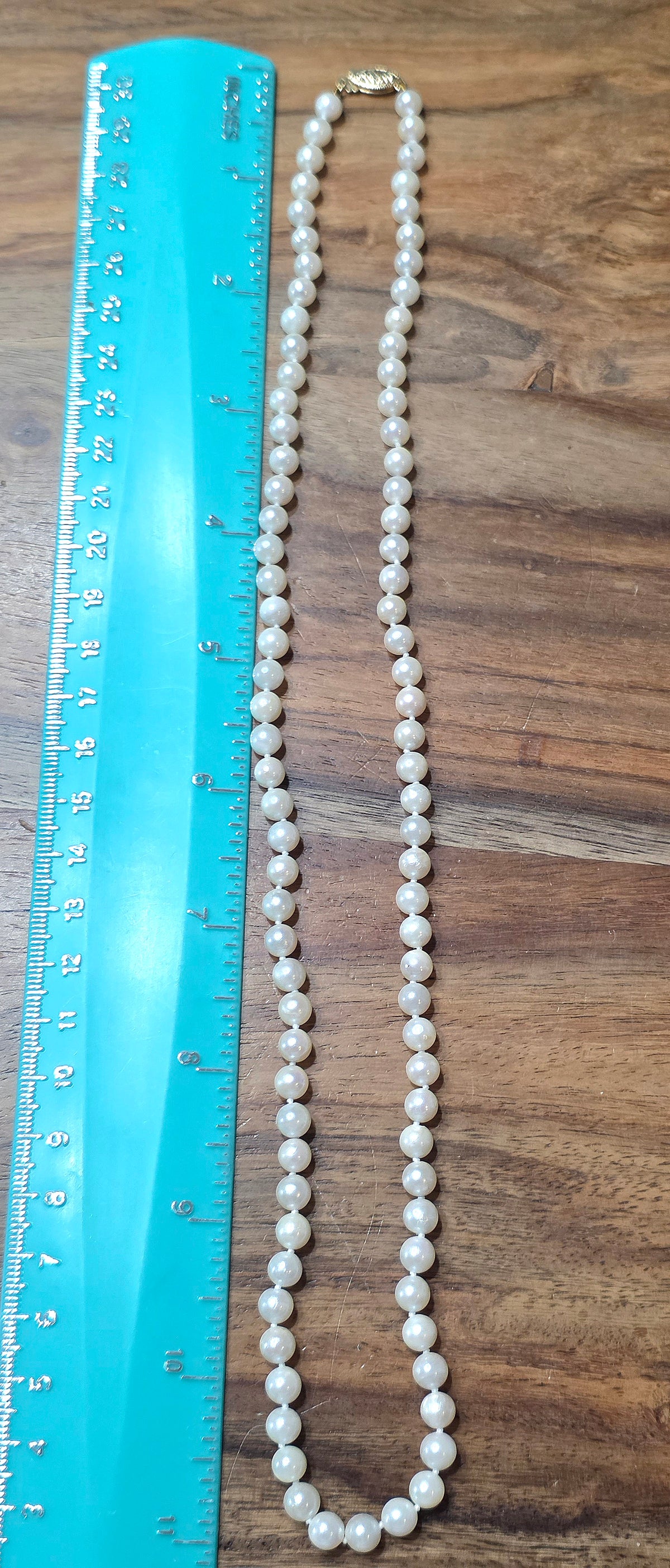 Vintage 14K Yellow Gold 6mm Cultured Pearl Matinee Necklace (22")