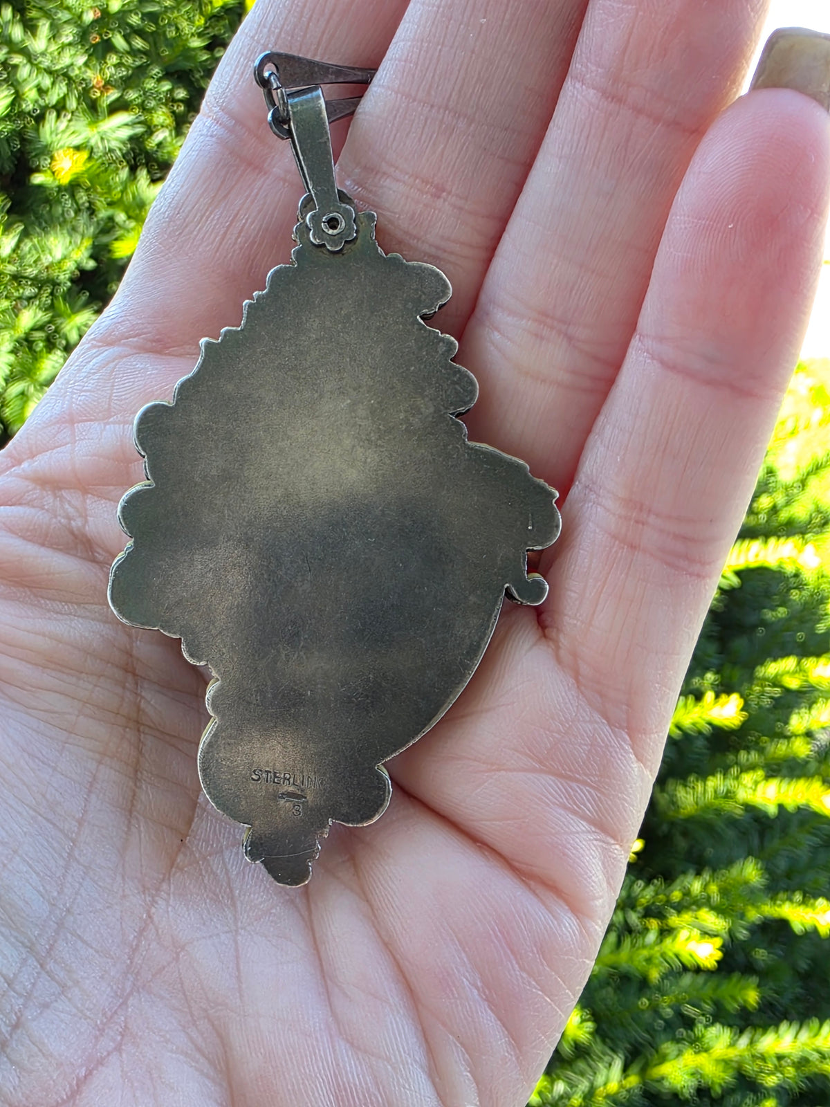 Victorian Sterling Repousse Dance Card Pendant on Articulated Chain, Webster Co.