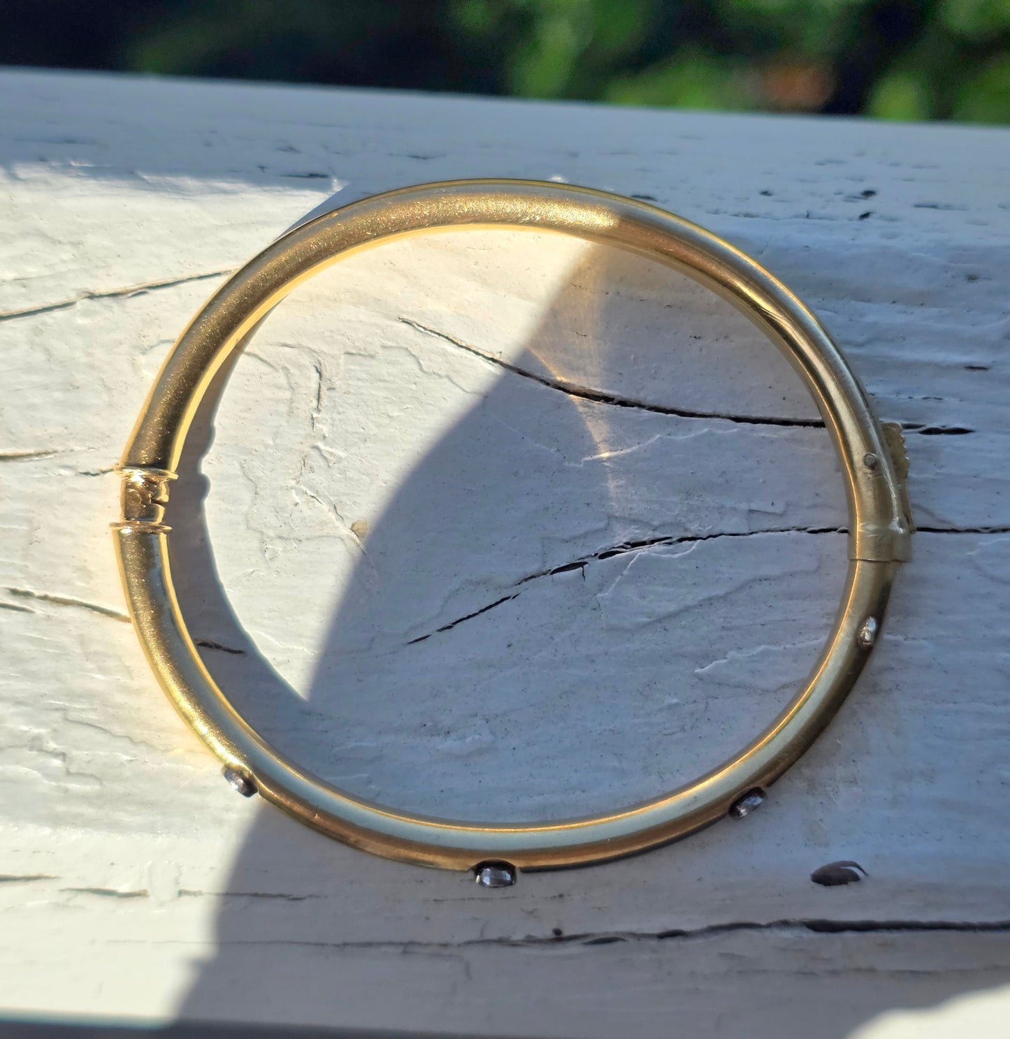 Vintage 14k Gold and Bezel Set Diamond Bangle Bracelet