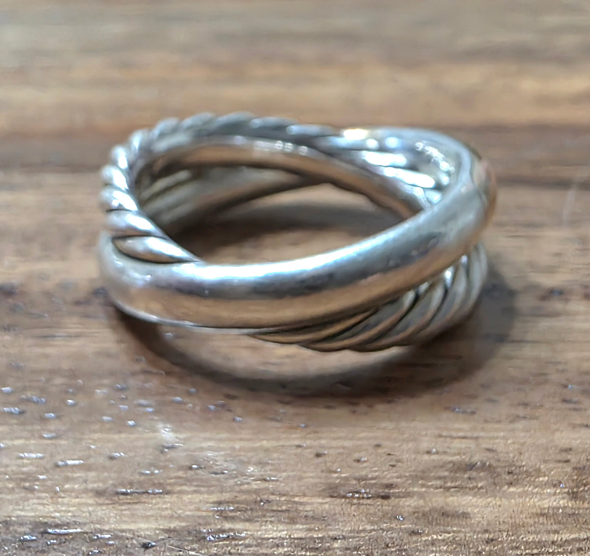 David Yurman Crossover Two Row Cable Ring, 14k & 925