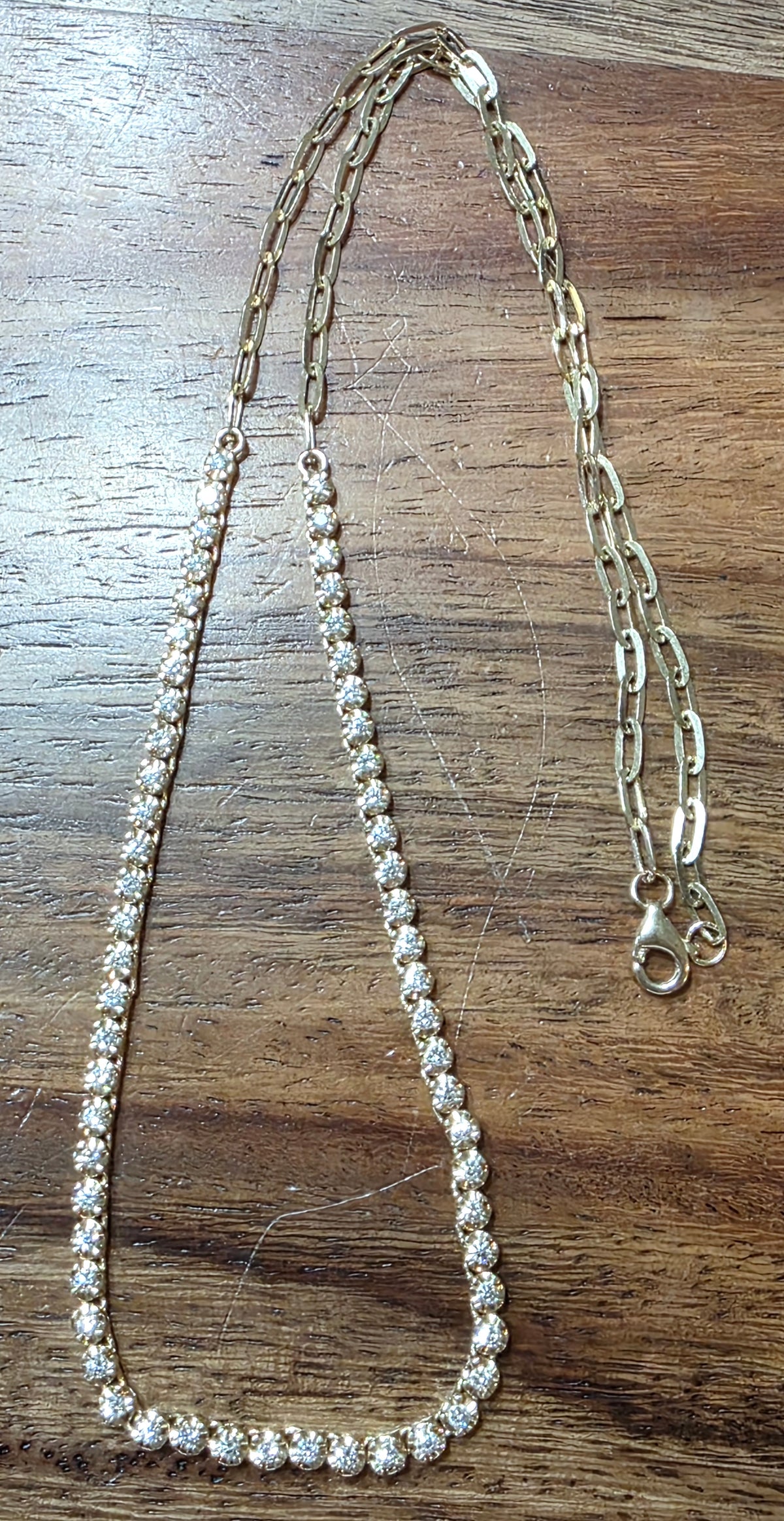 Diamond Half Tennis Necklace, 1.8ctw, 14k Yellow Gold