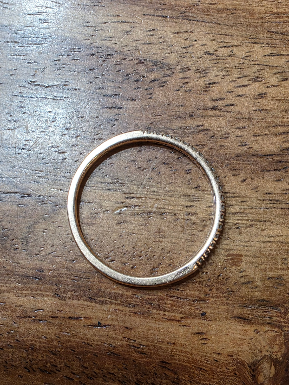 Estate 10k Rose Gold Pave Diamond Stacker Band, .19ctw, Size 7, Half Eternity