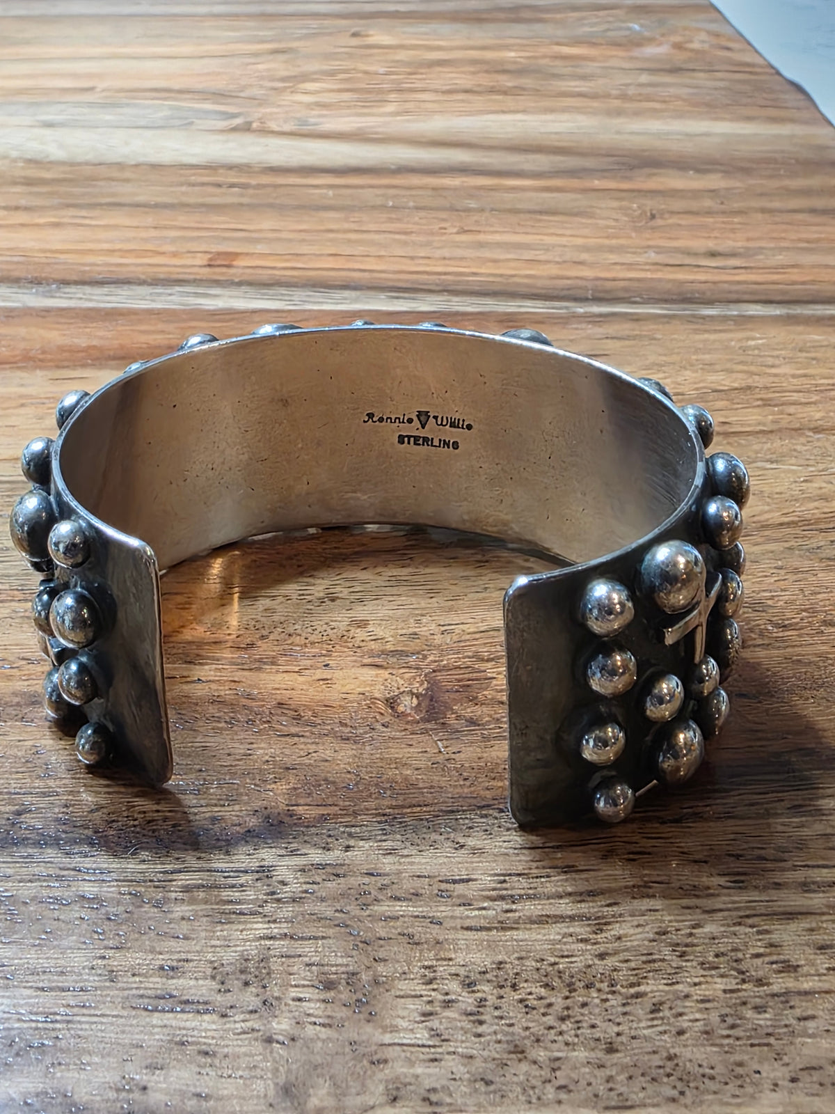 Navajo Ronnie Willie Dry Creek Turquoise Sterling Silver Cross Cuff Bracelet