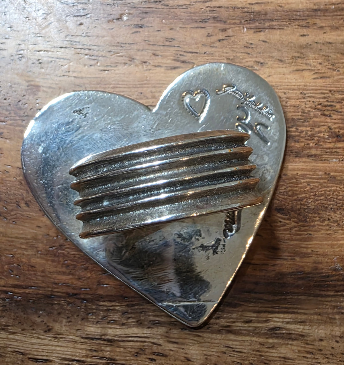 James Fendenheim Tohono O'odham Sterling Silver Heart Ring Size 8.5 Cactus Moon