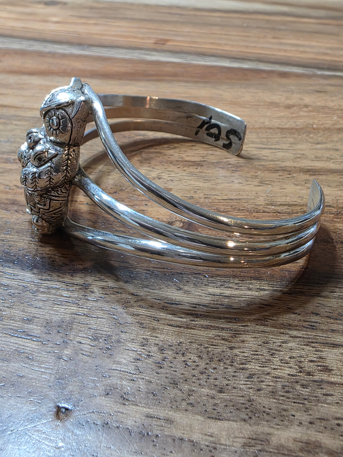 Vintage Carol Felley Sterling 925 Owl Storyteller Cuff Bracelet 1989 New Mexico