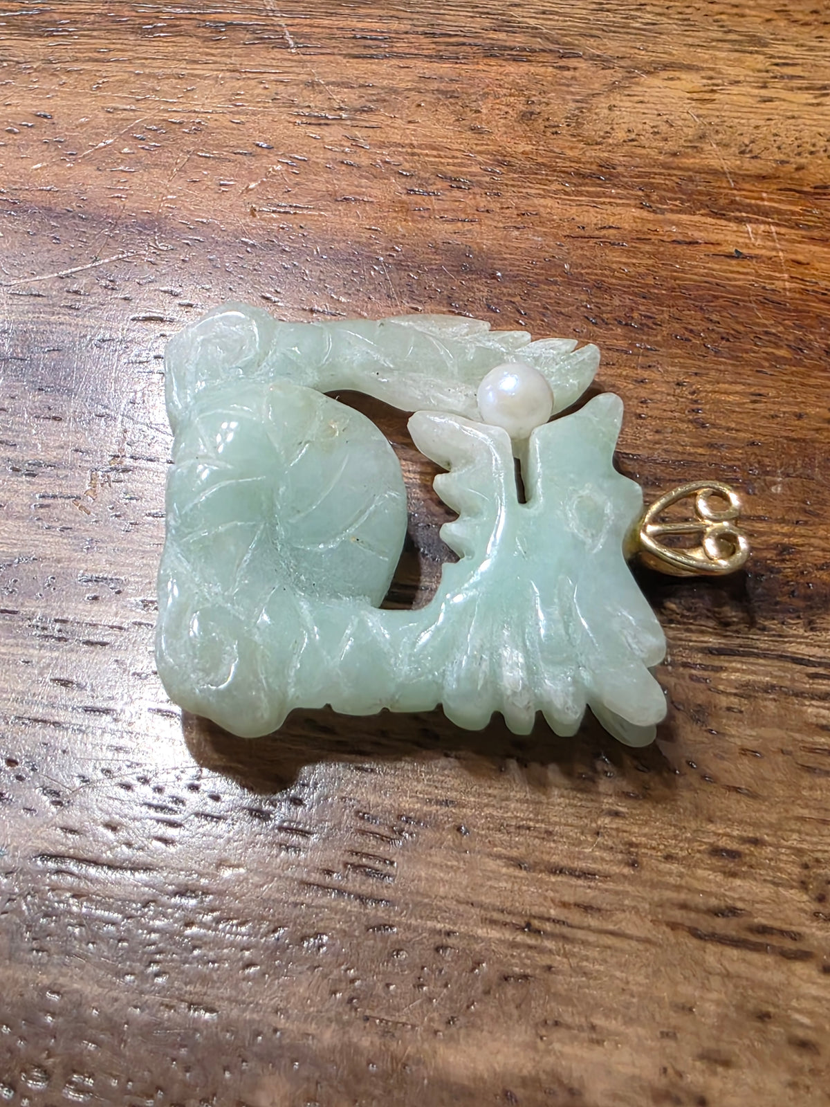 Jade & Pearl Dragon Pendant