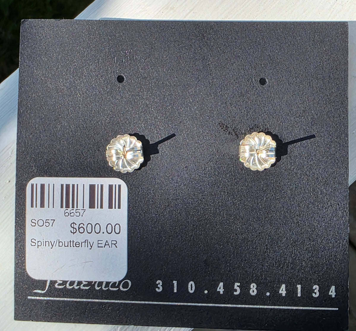 Federico Jimenez Sterling Silver Spiny Oyster & Turquoise Butterfly Earrings
