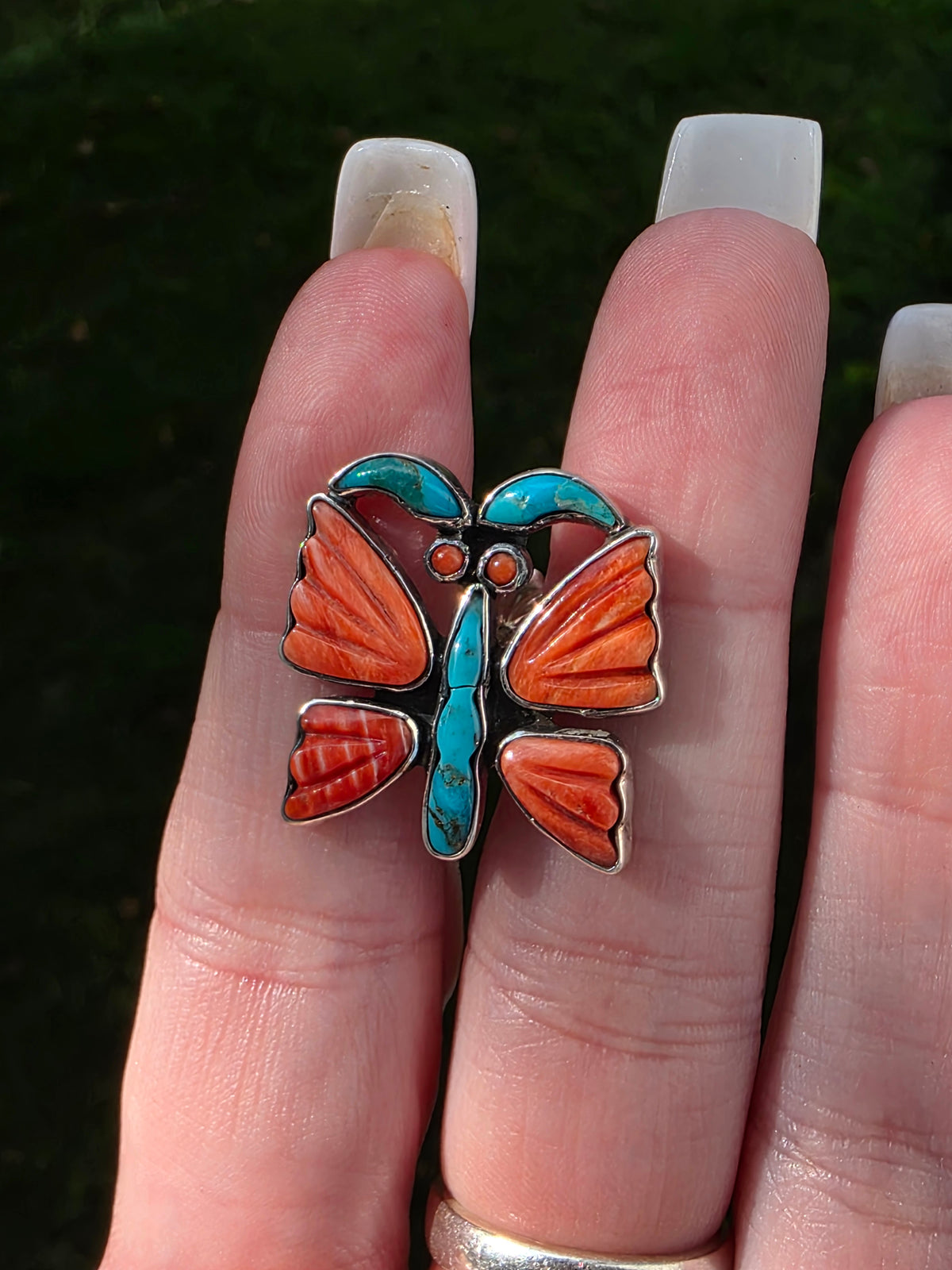 Federico Jimenez Sterling Silver Spiny Oyster & Turquoise Butterfly Earrings