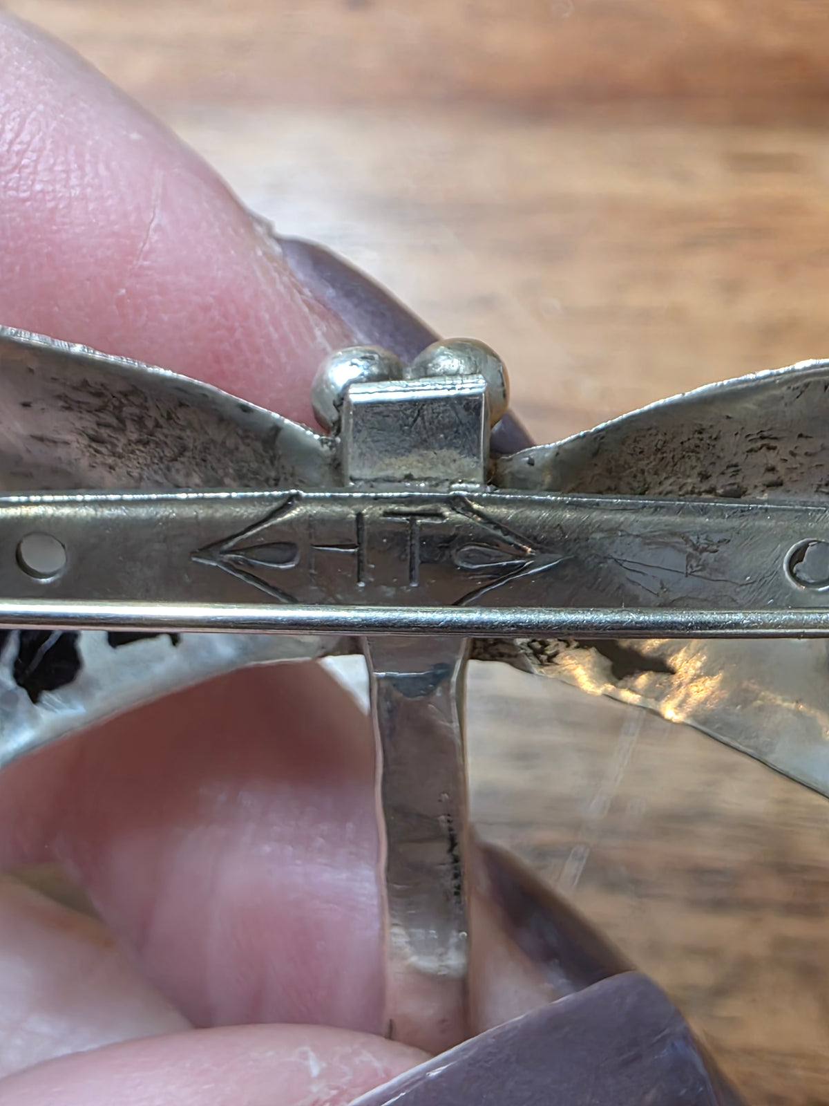 Old Pawn Vintage Navajo Sterling Silver & Turquoise Dragonfly Brooch Pin Signed