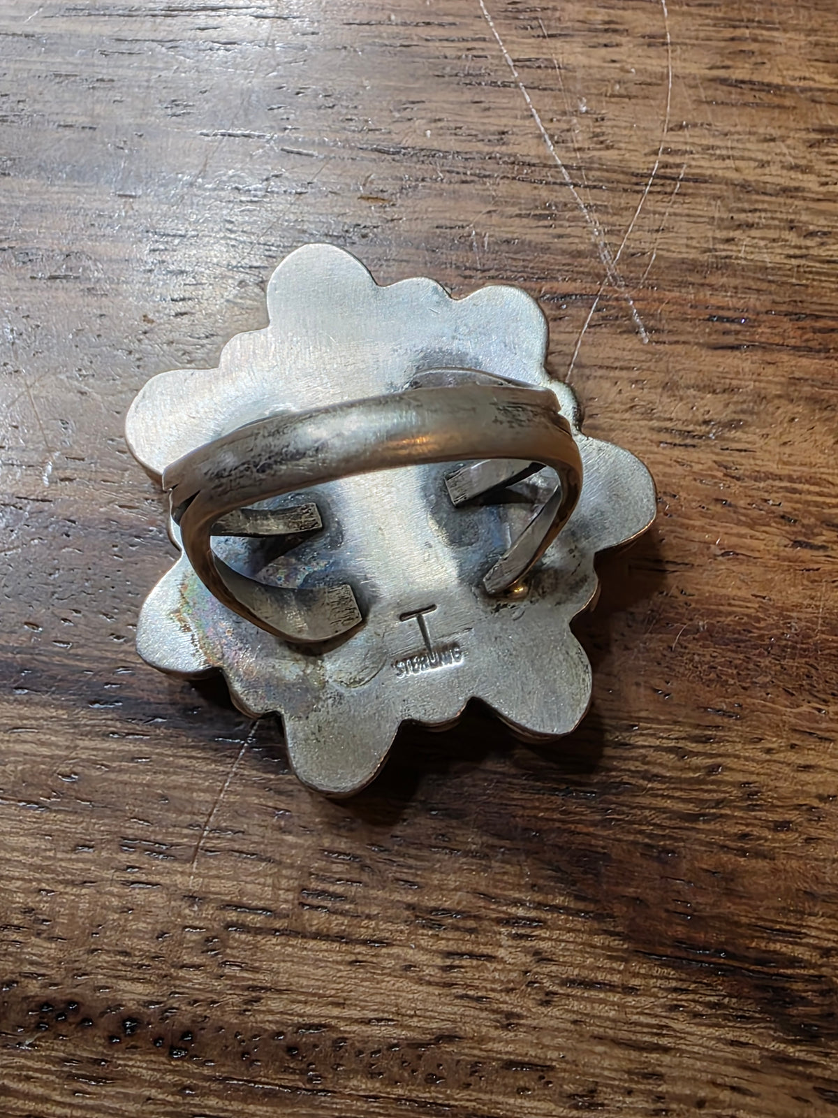 Navajo Mediterranean Coral & Green Turquoise Cluster Ring