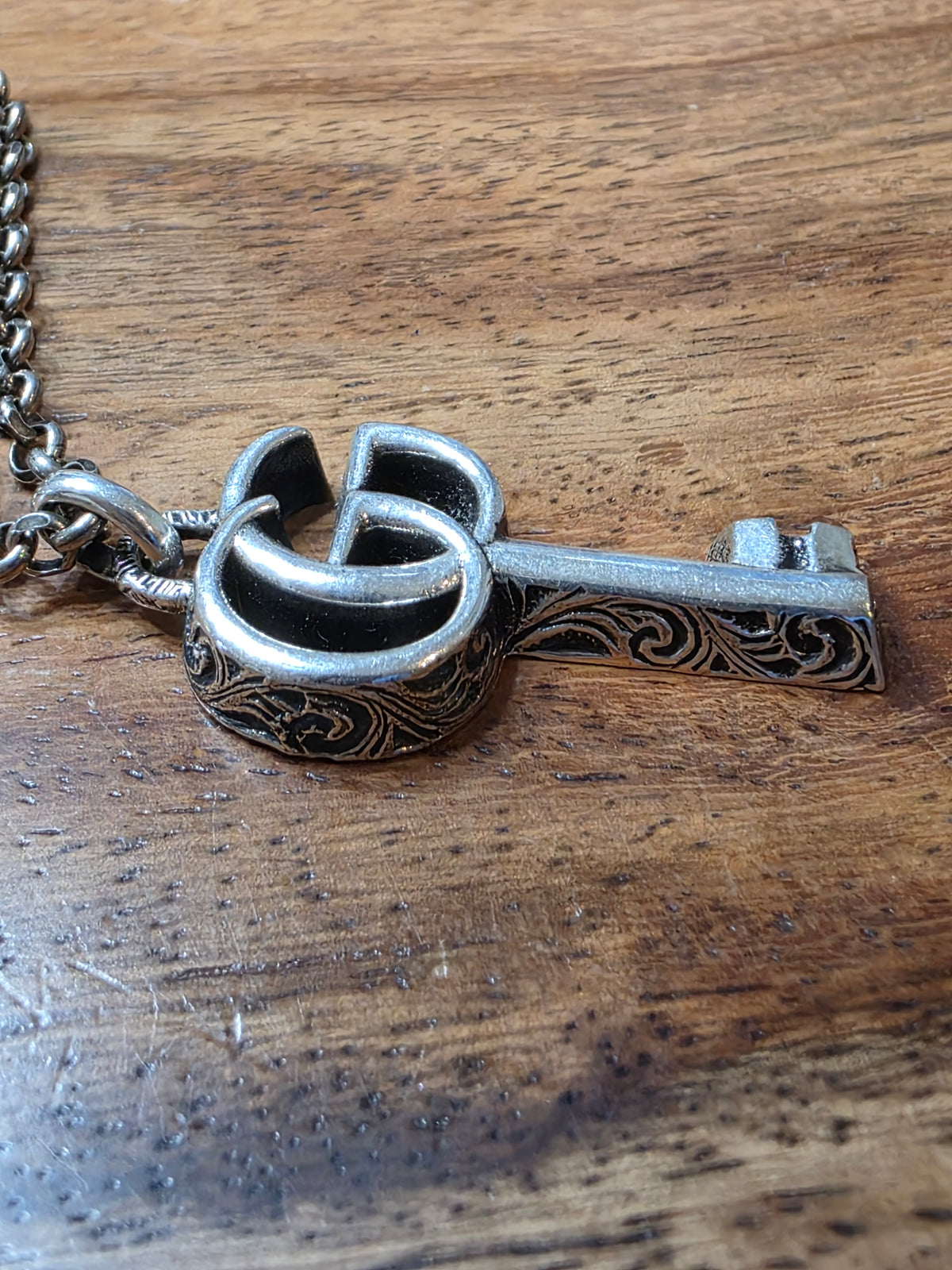 Gucci GG Marmont Key Pendant Necklace, Interlocking G, Sterling Silver 925