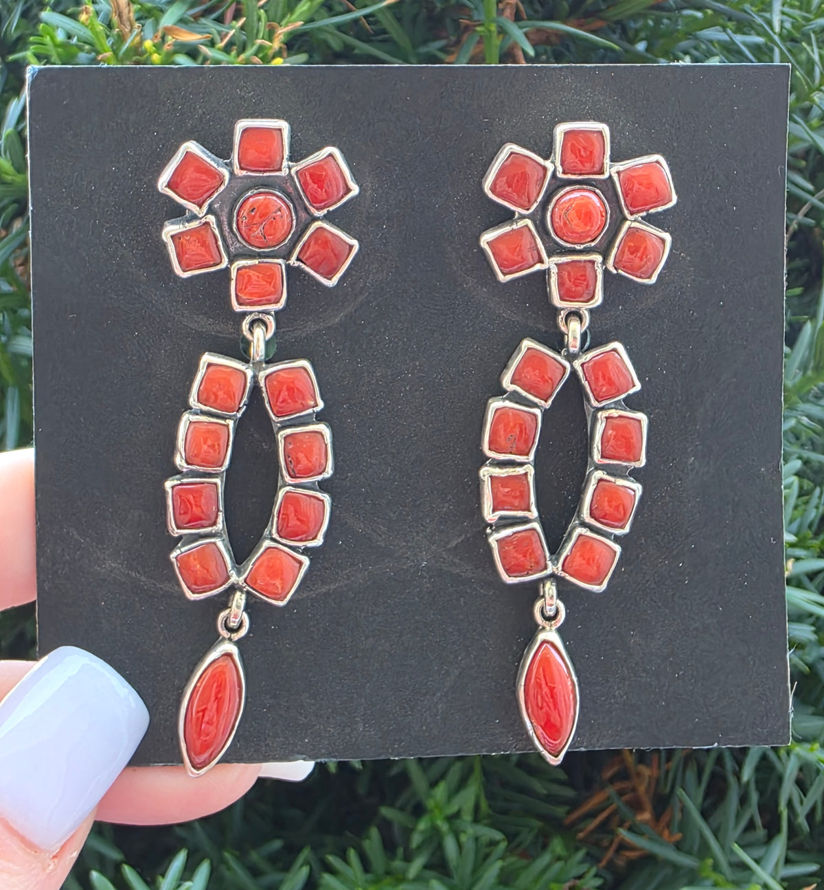 Federico Jimenez Oaxaca Sterling Silver Mediterranean Coral Earrings