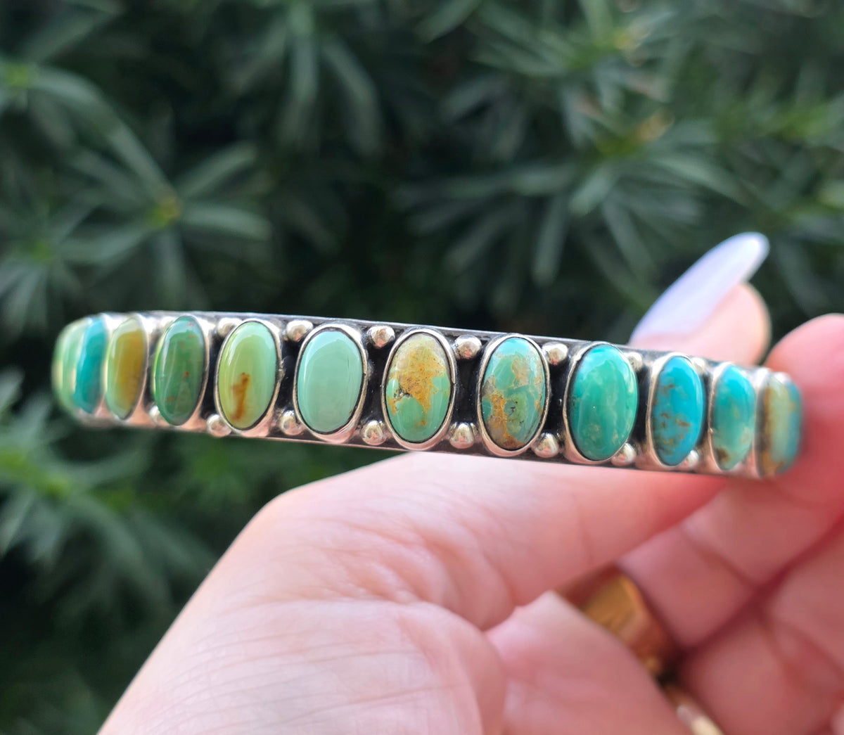 Southwest Dan Dodson Sterling Silver Royston Turquoise Bangle Bracelet