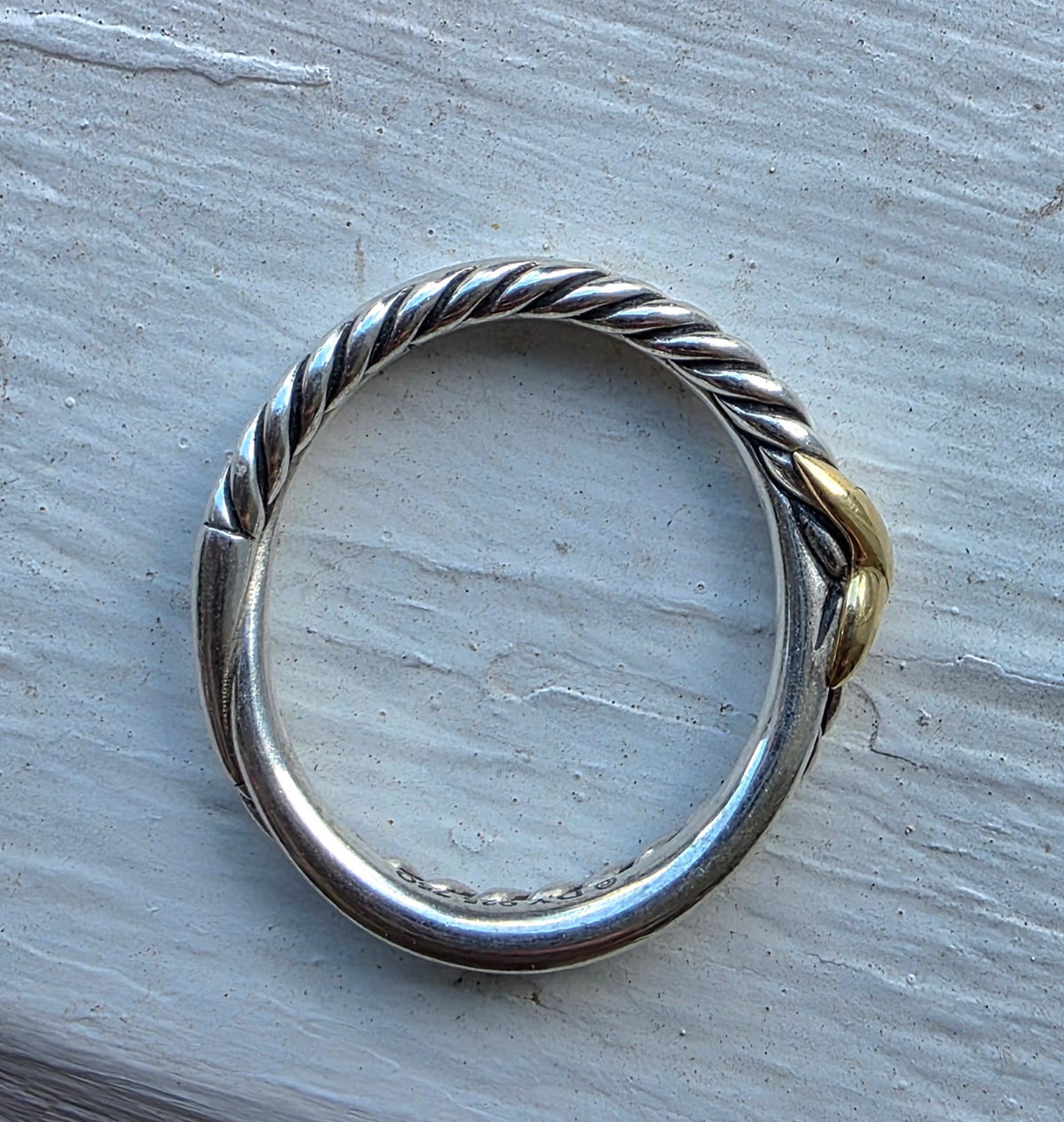 David Yurman Petite X Ring, Size 7, 925 18k