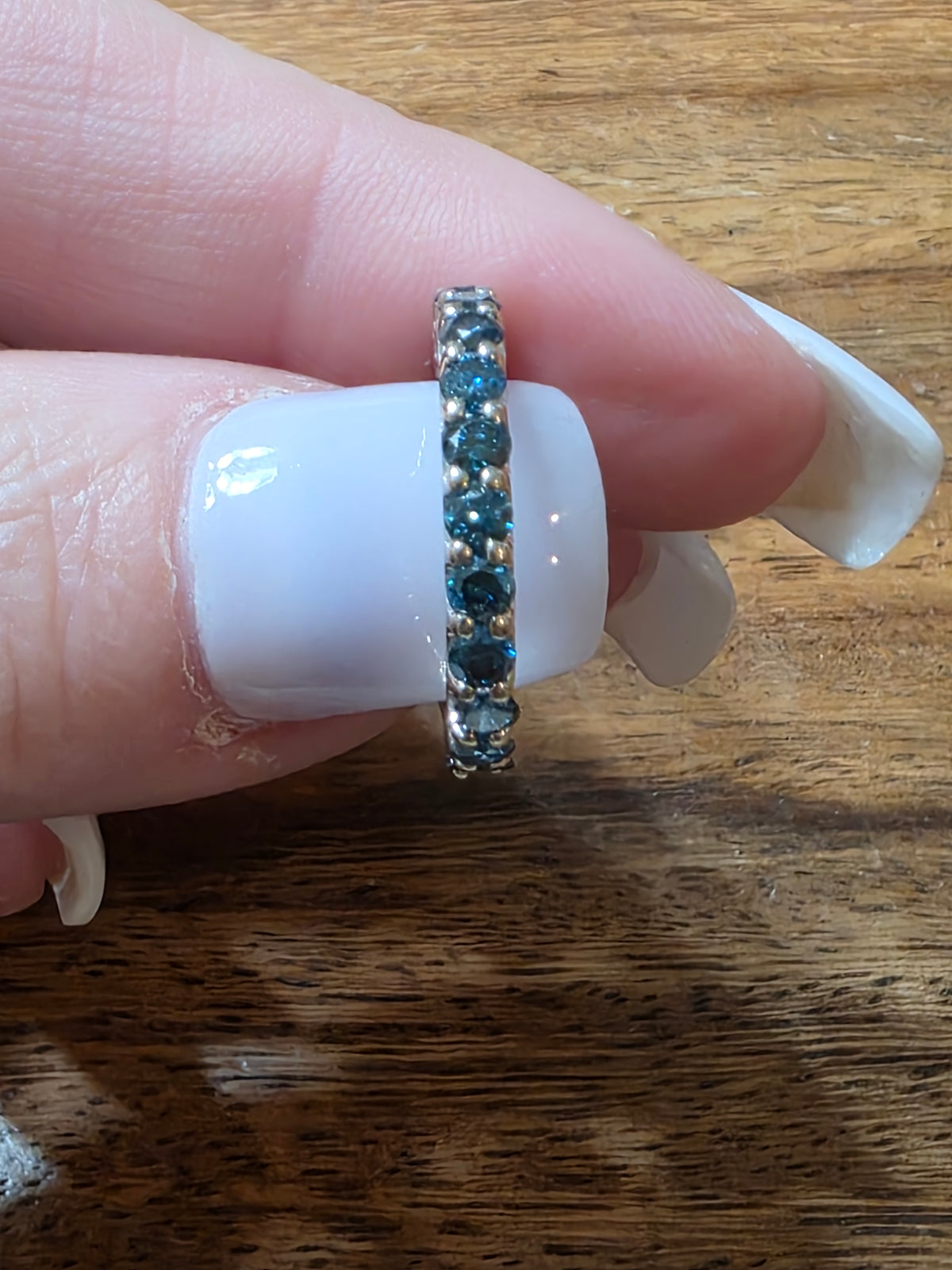 Estate 14k White Gold Blue Diamond Eternity Band Ring, 2.10ctw