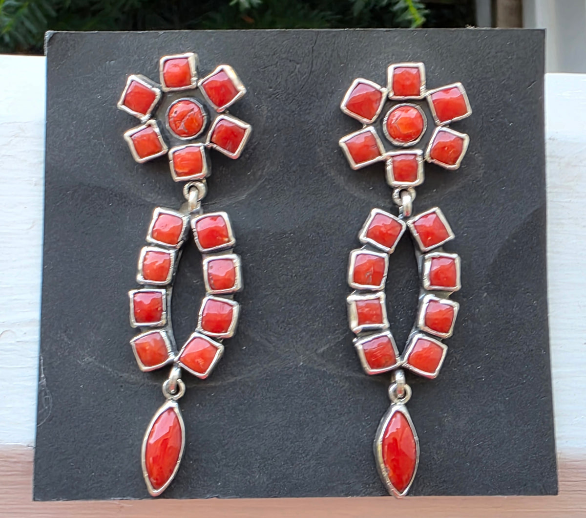 Federico Jimenez Oaxaca Sterling Silver Mediterranean Coral Earrings