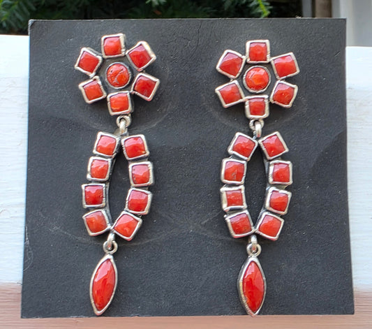 Federico Jimenez Oaxaca Sterling Silver Mediterranean Coral Earrings