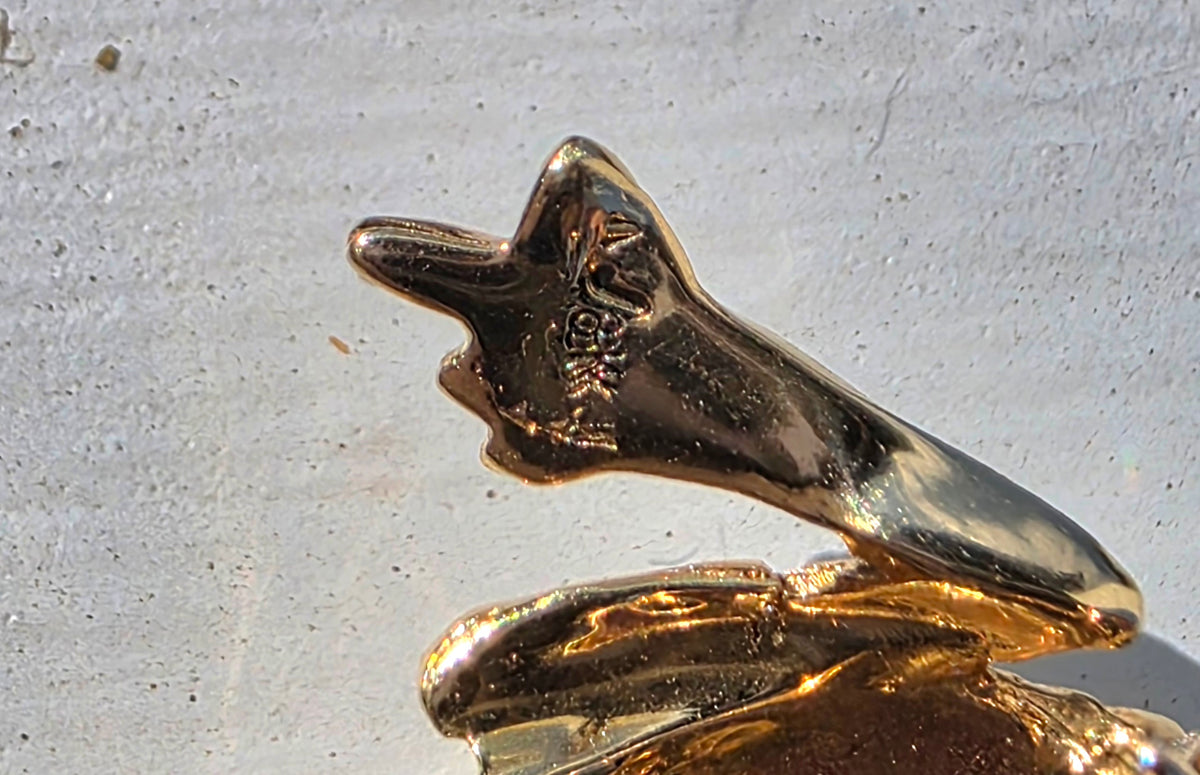 Vintage 18k Yellow Gold & Pave Set Diamond Frog Brooch
