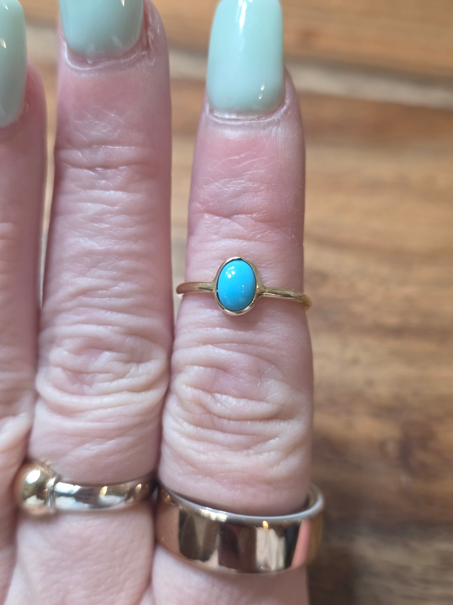 Sweet 14k Gold Turquoise Cabochon Ring