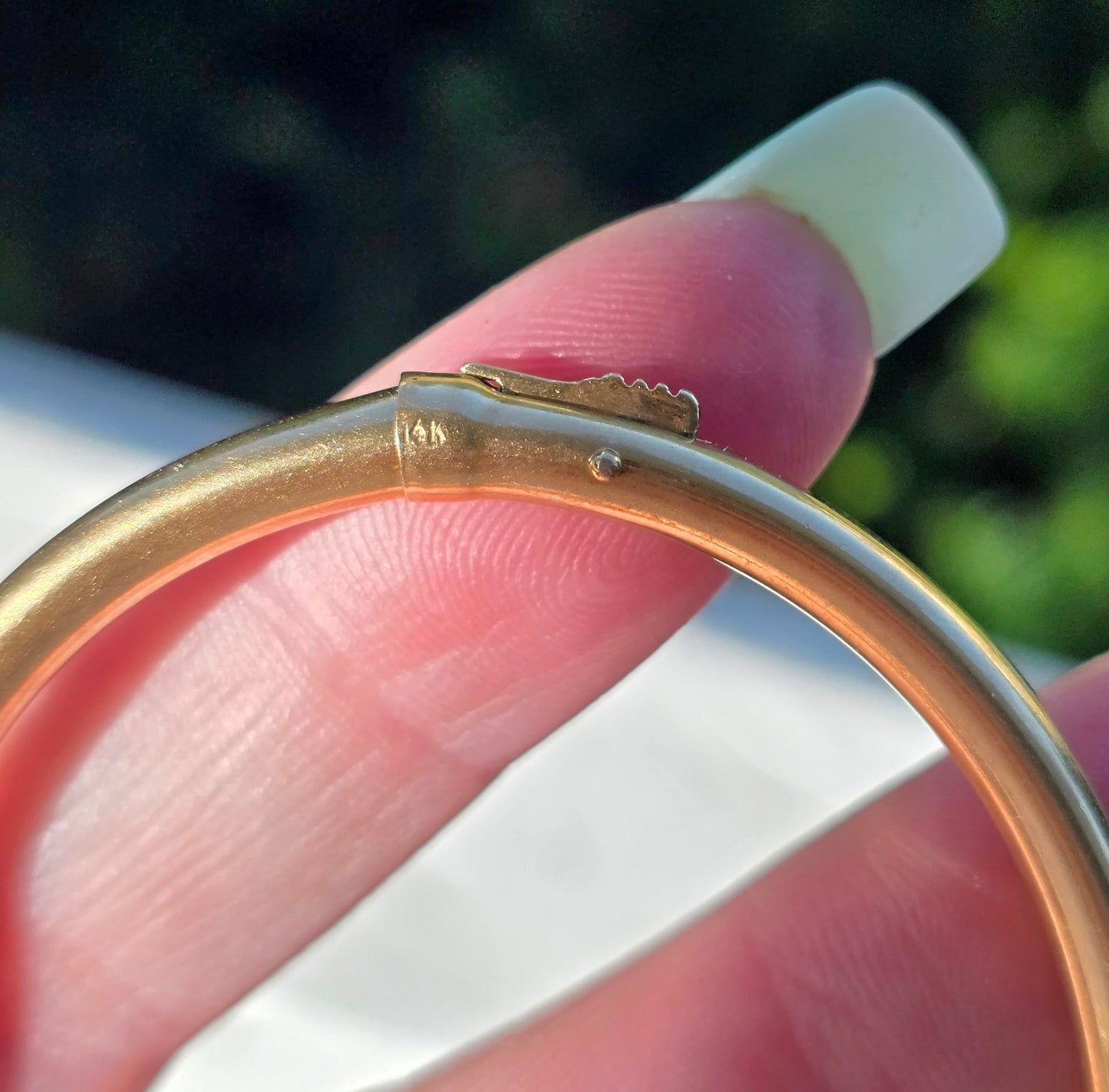 Vintage 14k Gold and Bezel Set Diamond Bangle Bracelet