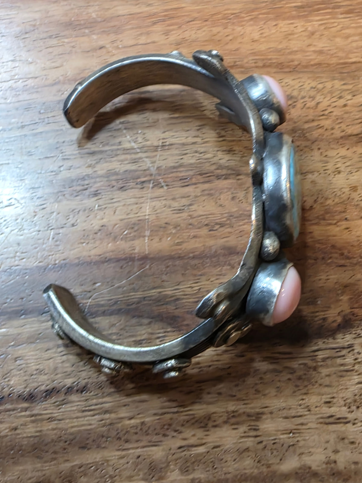 Chimney Butte Sterling Silver Turquoise And Pink Conch Shell Cuff Bracelet 77.2g