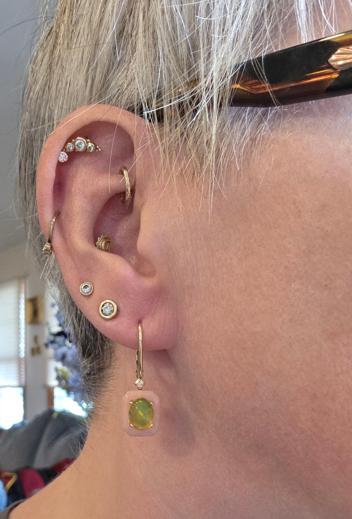Cirari Couture Jewels 14k Gold Opal & Diamond Earrings
