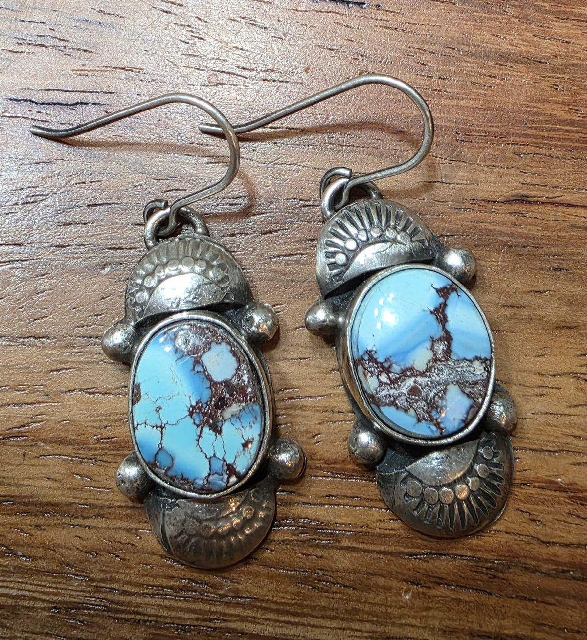 Navajo Golden Hills Turquoise Dangle Earrings, 925