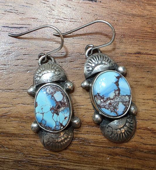 Navajo Golden Hills Turquoise Dangle Earrings, 925