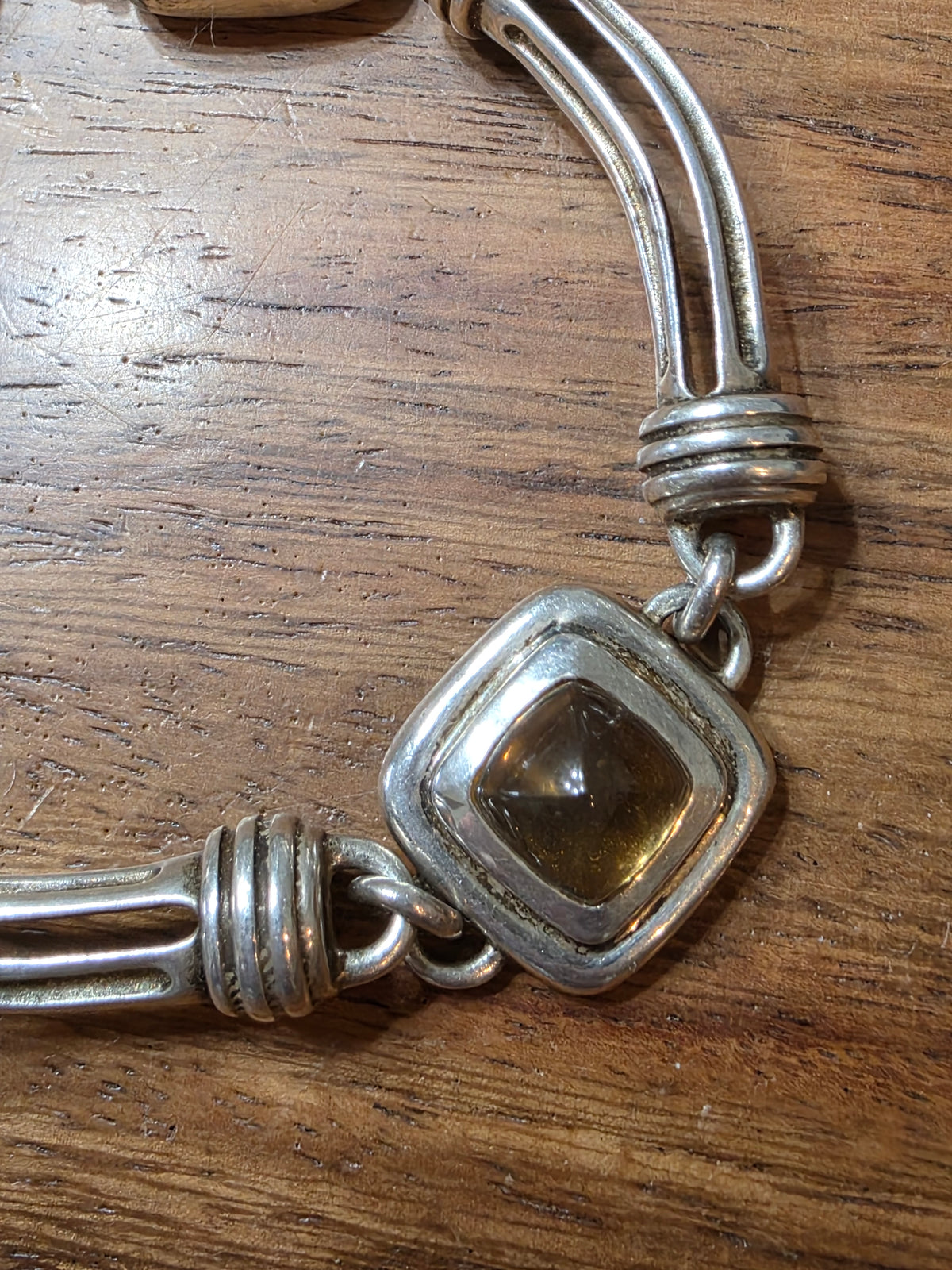 Slane & Slane 925 Sterling Silver Sugar Loaf Citrine Column Link Bracelet