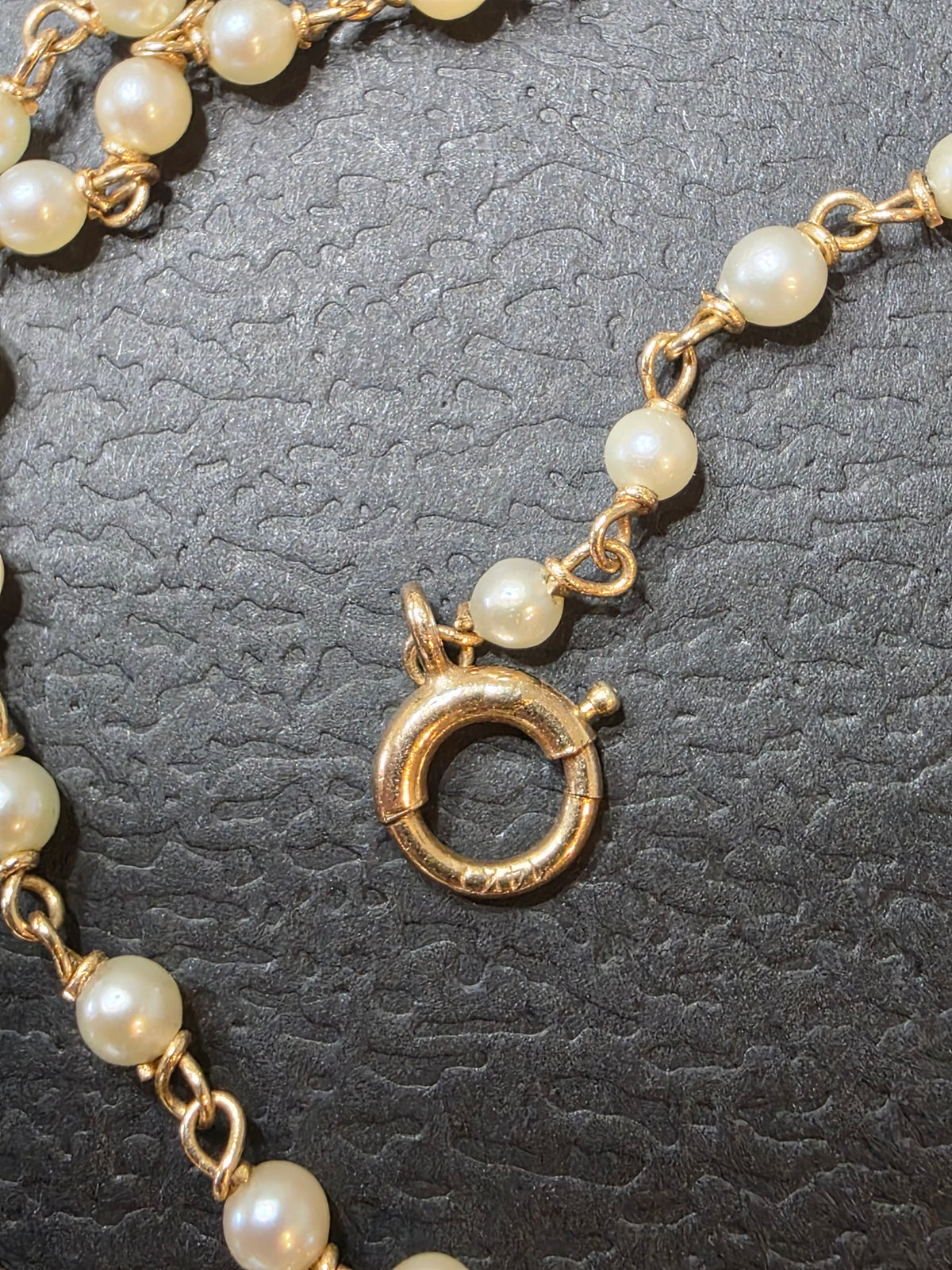 Antique Edwardian 14k Gold Seed Pearl Rosary Style Necklace