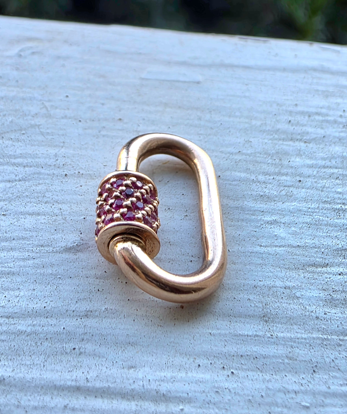 Marla Aaron 14k Rose Gold Stoned Baby Lock Pink Sapphire Pavé
