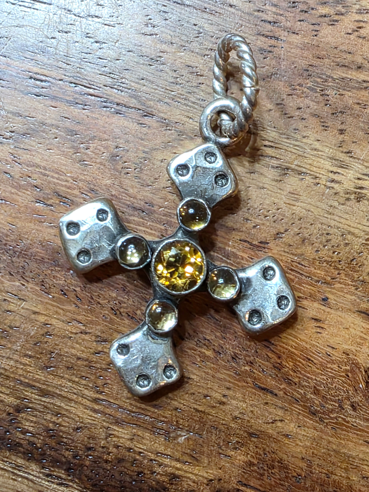 Richard Schmidt Sterling Silver Citrine Maltese Cross Pendant