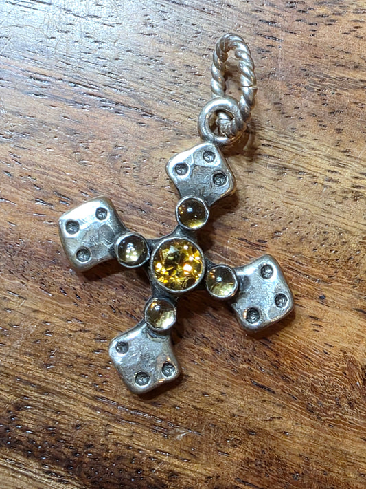 Richard Schmidt Sterling Silver Citrine Maltese Cross Pendant