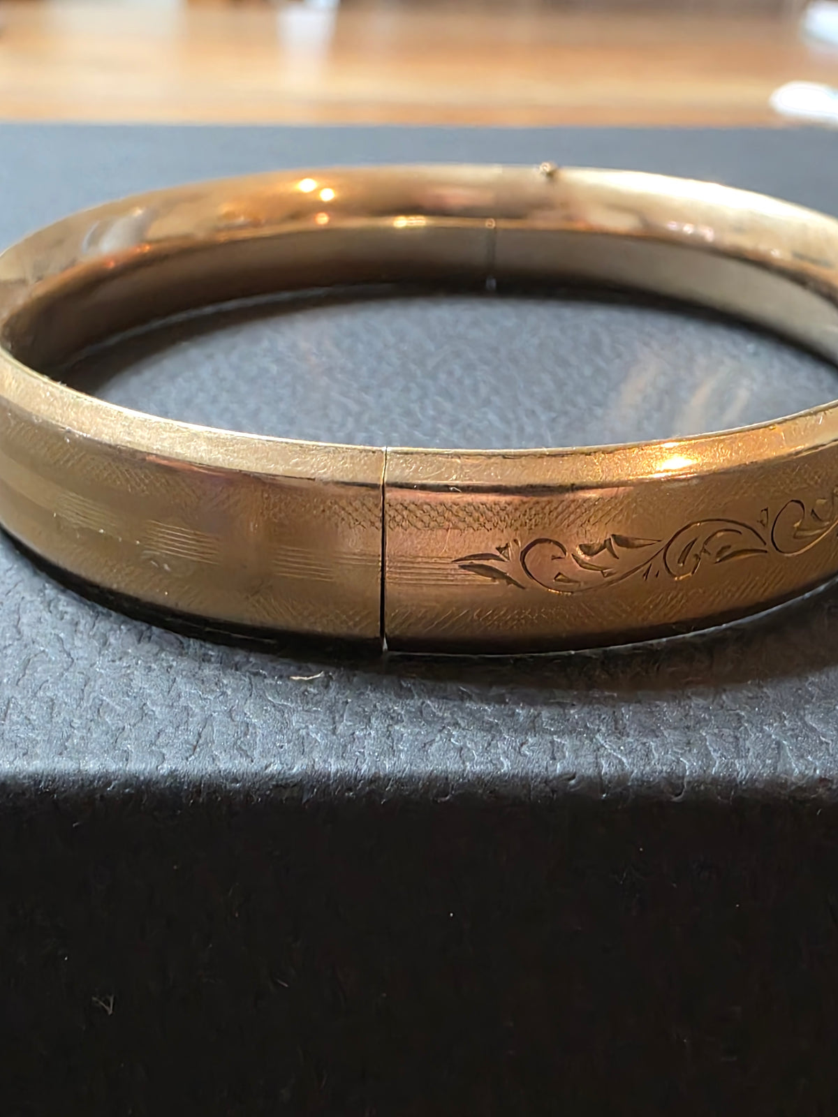 Antique Victorian Gold Filled Etched Bangle Bracelet Blank Cartouche Hinged