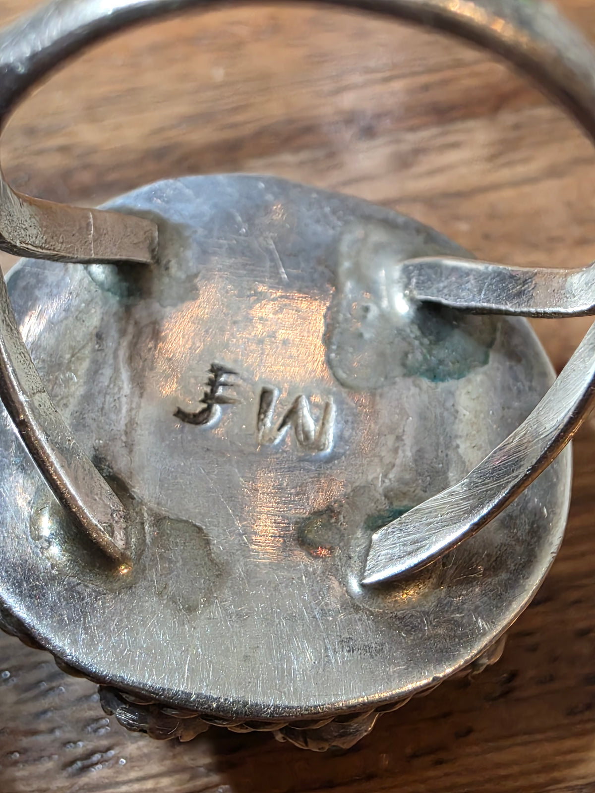 Vintage Zuni Weebothee Sterling Silver Turquoise Snake Eye Cluster Dome Ring