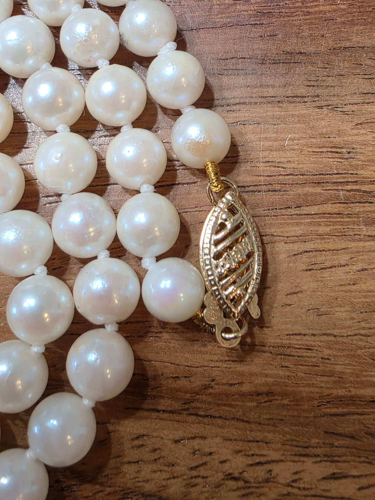 Vintage 14K Yellow Gold 6mm Cultured Pearl Matinee Necklace (22")