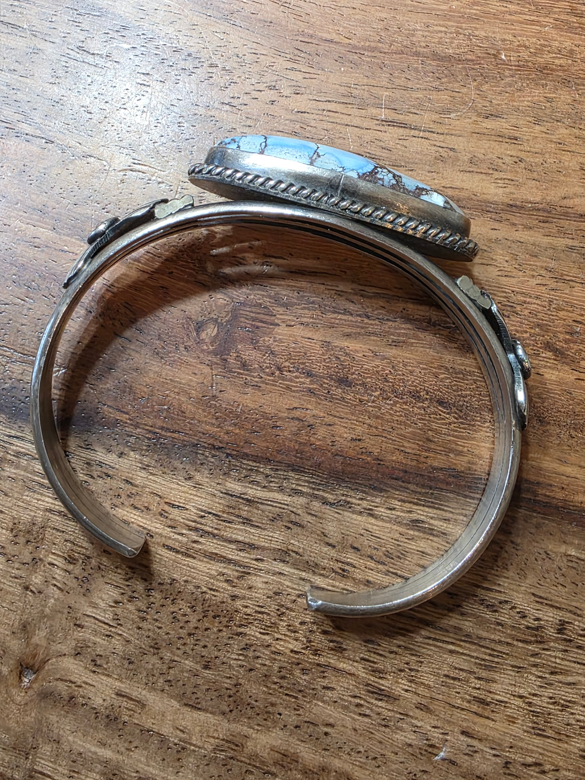 Navajo M. Spencer Sterling Silver Golden Hills Turquoise Cuff Bracelet