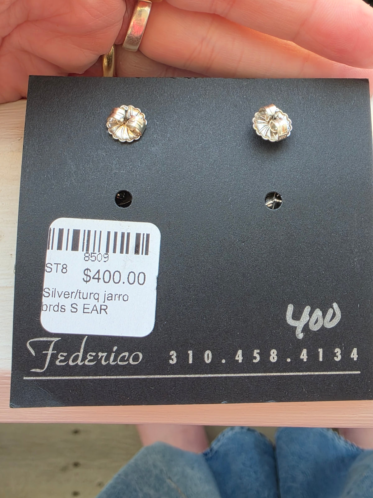 Federico Jimenez Oaxaca Sterling Silver Turquoise Thunderbird Earrings