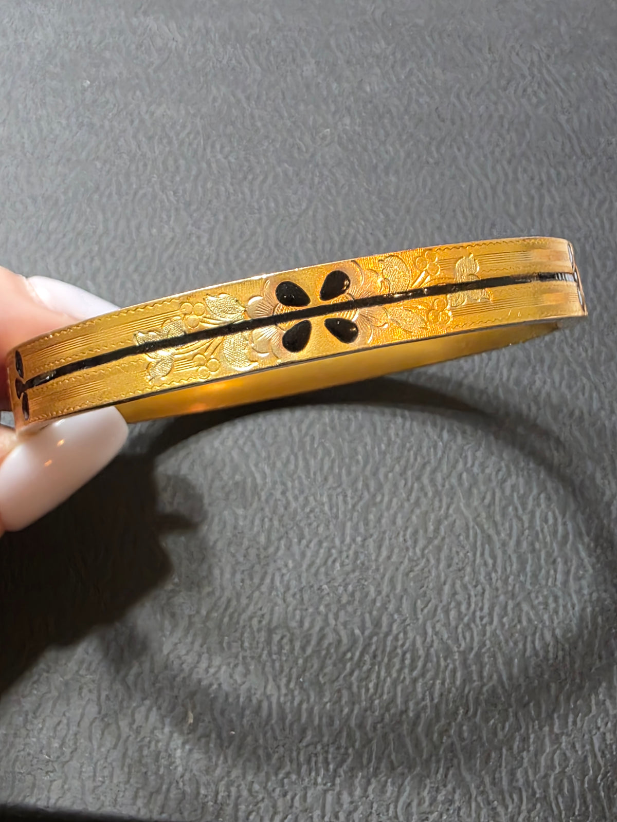 Antique GLP Co 1/10 Gold Filled Bangle Bracelet Enamel Floral George L Paine