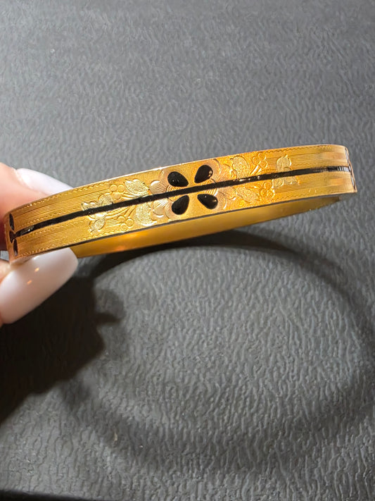 Antique GLP Co 1/10 Gold Filled Bangle Bracelet Enamel Floral George L Paine