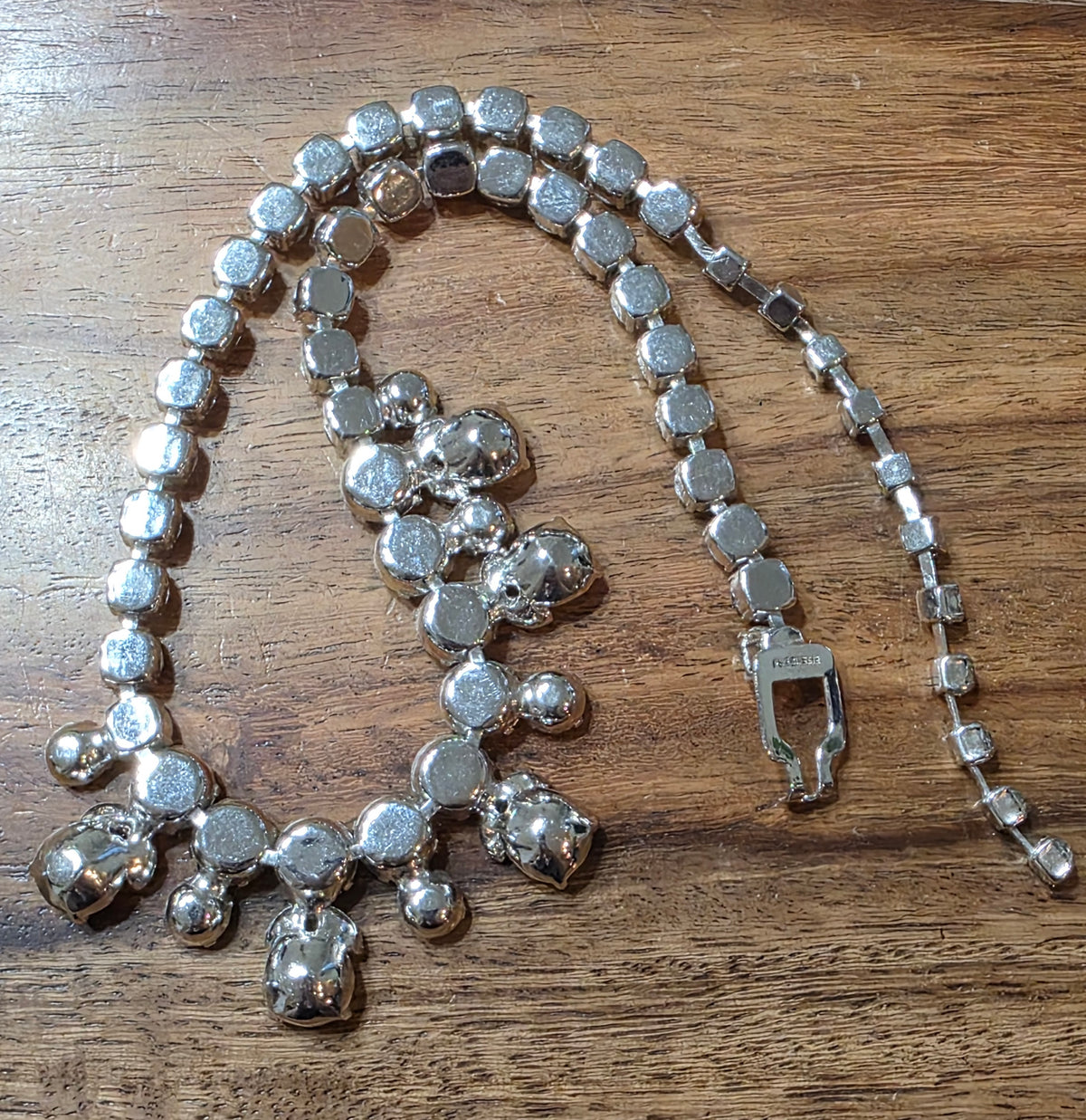 Vintage Eisenberg Clear Rhinestone Statement Fringe Choker Necklace 1940s